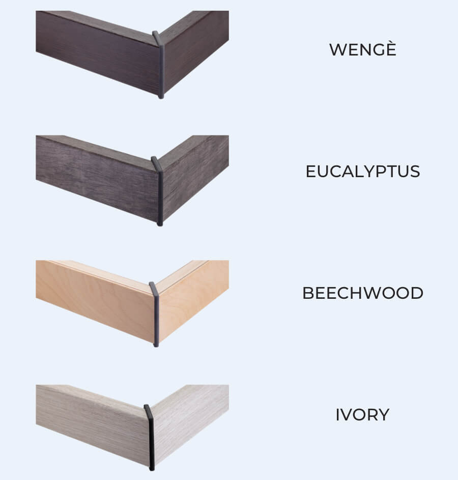 Available finishes for the framework and bed legs